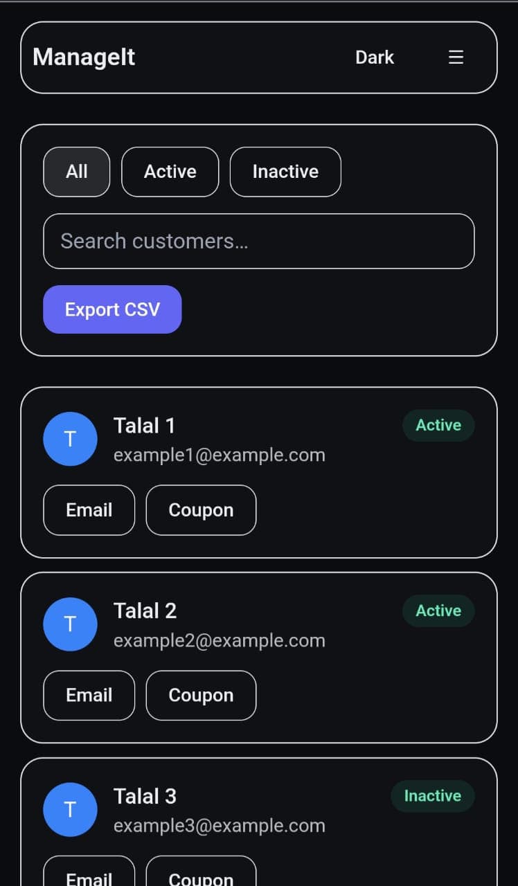 ManageIt — Customers (mobile)