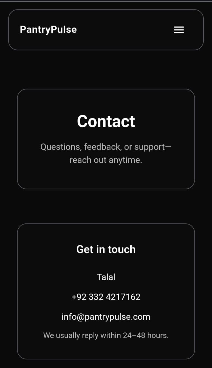 PantryPulse — Contact (mobile)